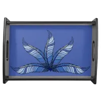 Serving Tray - Blue Feather Design