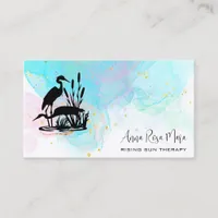 *~* AP46 QR Ethereal Beach Marsh Elegant Herons Business Card