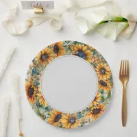 Rustic Sunflower Wedding Paper Plates