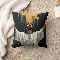 Jesus Christ Our Savior | Black and Gold Throw Pillow