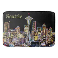 Dark be the Night - Luminous Seattle Skyline Bath Mat