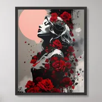 Goddess with Red Roses Framed Art