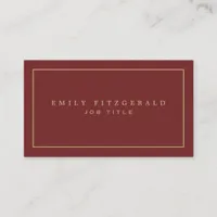 Minimalist Gold Typography & border/burgundy Business Card