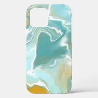 Sandy Brown Ocean Blue Marble Fluid Art   iPhone 12 Pro Case