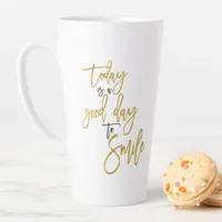 Today is a Good Day to Smile Positivity Quote Gold Latte Mug