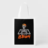Bruh Skeleton Hand Heart Halloween Costumes Men Cl Grocery Bag