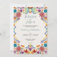 Mexican Nuestra Boda Flowers Botanical Wedding Invitation