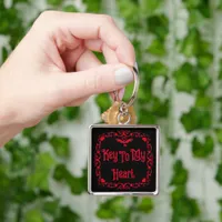 Goth Valentine Key To My Heart Red Keychain