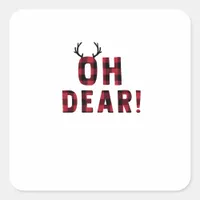 Funny Attitude Oh Dear Plaid Deer Creative Design  Square Sticker