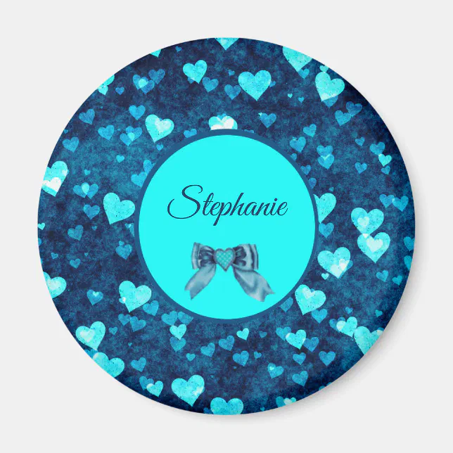 Vivid Blue Hearts  Magnet