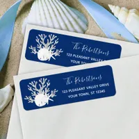 Christmas Beach Navy Sand Dollar Return Address Label