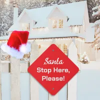 Santa Stop Here Retro Christmas Metal Sign