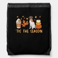 Tis The Season German Shorthaired Dog Fall Pumpkin Drawstring Bag