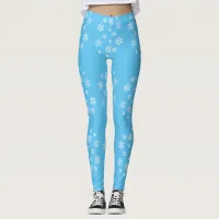 Blue and White Snowflakes Leggings