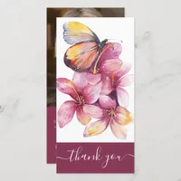 Butterfly Floral Photo Funeral Thank You Card