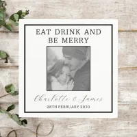 Black And White Photo With Border Wedding Party Napkins