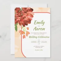 Rust Bloom Autumn Boho Floral Watercolor Wedding Invitation