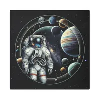 Vintage Astronaut and Planets Metal Print