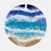 Seas & Greetings | Seaside Coastal Christmas   Metal Ornament