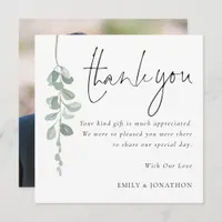 Eucalyptus Photo Wedding Thank You  Note Card