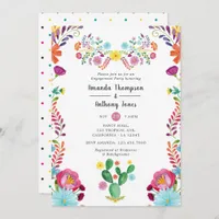 Colorful Watercolor Floral Fiesta Engagement Party Invitation