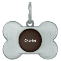 Custom Personalized Name Photo Dark Brown Pet ID Tag