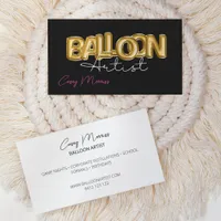 Chic Modern Balloon Artist Black And Gold Business Card