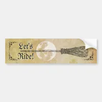 Whimsical Witchy Full Moon Bumper Sticker