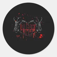 Blegh Breakdown Skeleton Heart Hands Emo Screamo Classic Round Sticker
