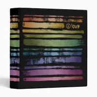 Equality Love Rainbow Brush Strokes LGBTQ ID656 3 Ring Binder