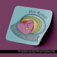 Heart and Rainbow: Doodles for Music Lovers Teal Square Sticker