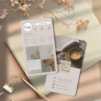 Modern Instagram 4 Photo Collage Beige Business Card