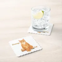 Orange Ginger Tabby Cat Personalized Paper Coaster