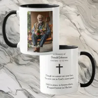 Black Cross and Poem Photo Memorial Mug