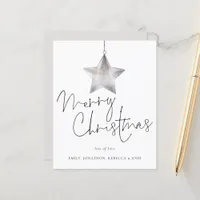 Budget Minimalist Silver Star Merry Christmas Card