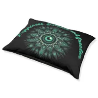 Monogram Dark Green Evil Eye Symbol on black | Pet Bed