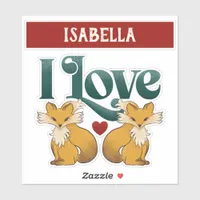 I Love Foxes with Heart Sticker