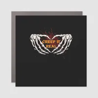 Creep It Real, Skeleton Hands Showing Heart Car Magnet