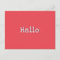 Watermelon Red Chic Modern Simple Hello Custom Postcard