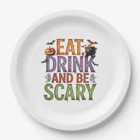 Eat Drink And Be Scary Halloween Party Spooky Desi Paper Plates