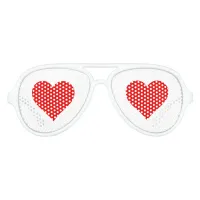 Wedding Favor Red Love Heart  Aviator Sunglasses