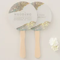 Modern Iridescent Holographic Glitter Wedding Hand Fan