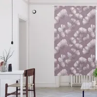 White Maidenhair Leaves on Mauve  Blackout Curtains