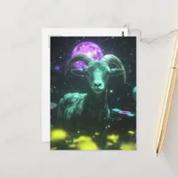 Scifi Goat in Space Fantasy Postcard