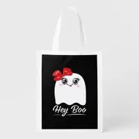 Cute Hey Boo Halloween Design Grocery Bag