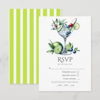 Modern Lime Green Cocktail Wedding RSVP Card