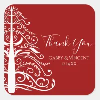 Red Christmas Winter Wedding Thank You Favor Tag