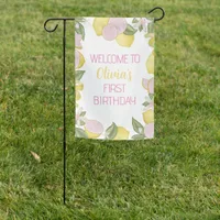 Pink Lemon Birthday Party Garden Flag