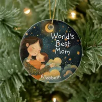 Cute Illustration of Mother & Child | Mother's Day Ceramic Ornament