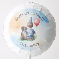 Personalized Baby's 1st Birthday | Boy and Dog Balloon